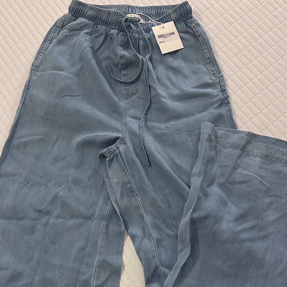 Wide Leg Blue Pants